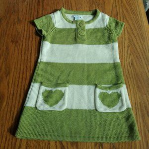 Green Striped Sweater Dress Size 2T Retro Academia Classic Preppy Fall Spring